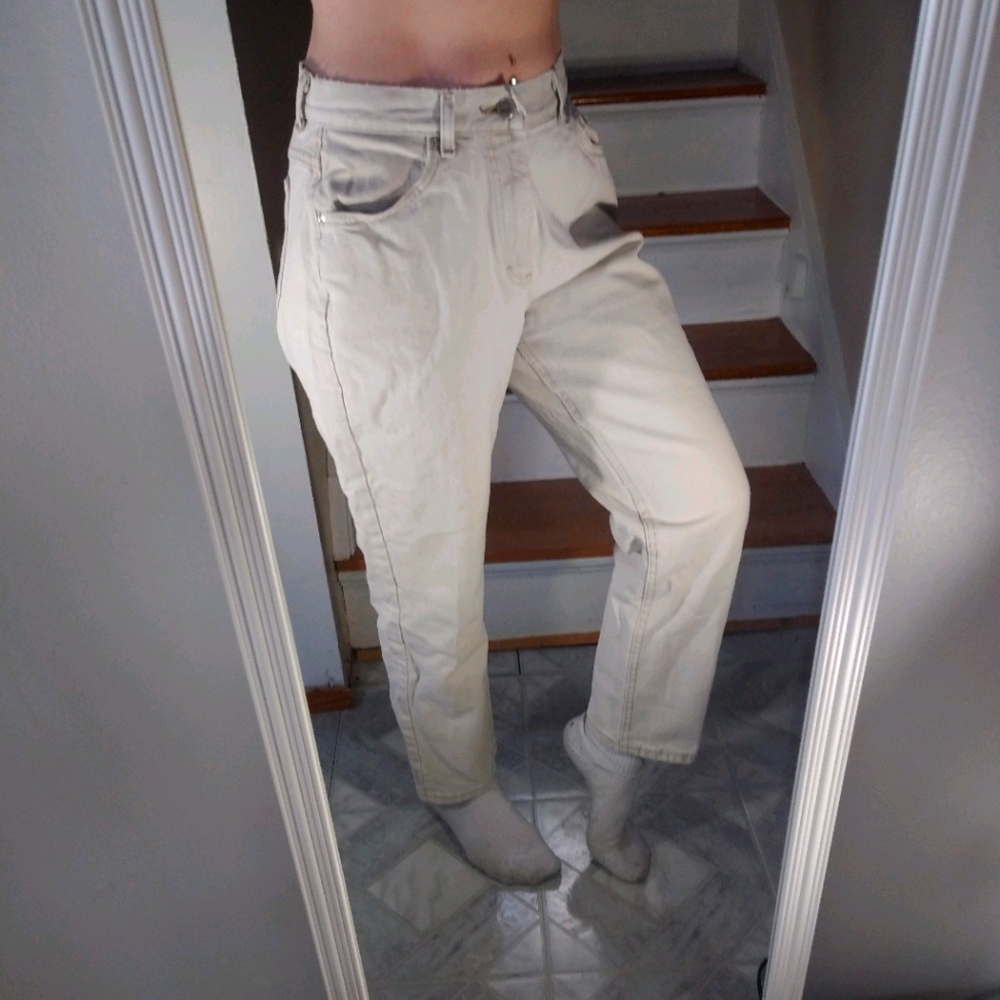 Vintage Riveted Lee jeans white 14 petite